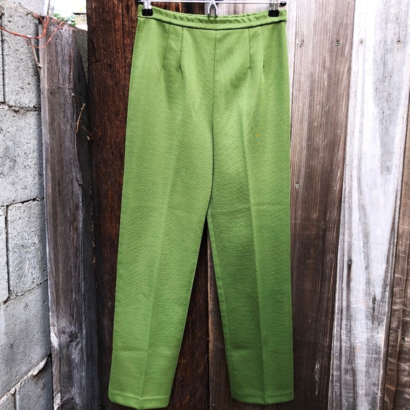 Vintage | Pants & Jumpsuits | Vintage Parrot Green Stretch Knit Pants ...